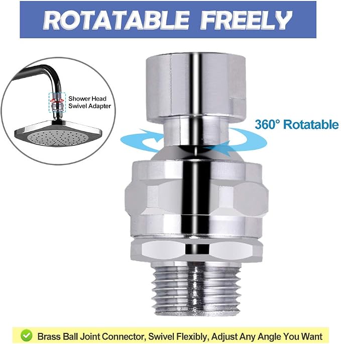 Shower Head Swivel Ball Adapter Brass Adjustable Shower Arm Connector Universal - Image 5