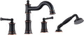 Roman Bathtub Faucet Set With Hand Shower 4 Hole Deck Mount Tub Filler With by WINKEAR