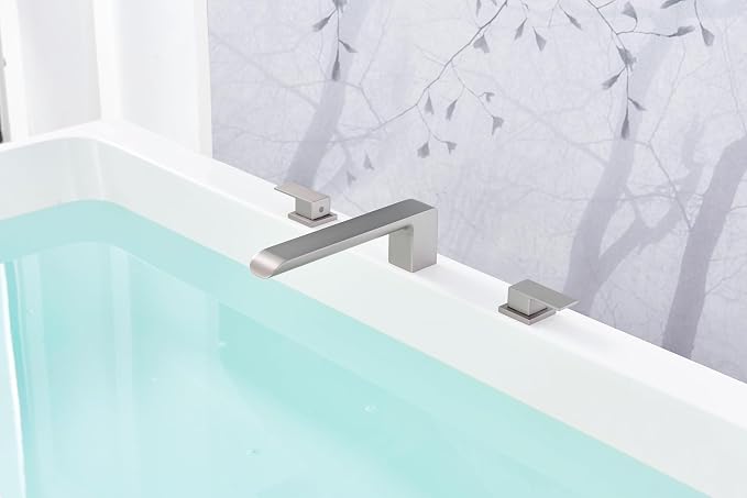 SITGES Minimalist Square-Shaped Bathtub Faucet, 2-Handle Widespread Roman Tub - Image 5