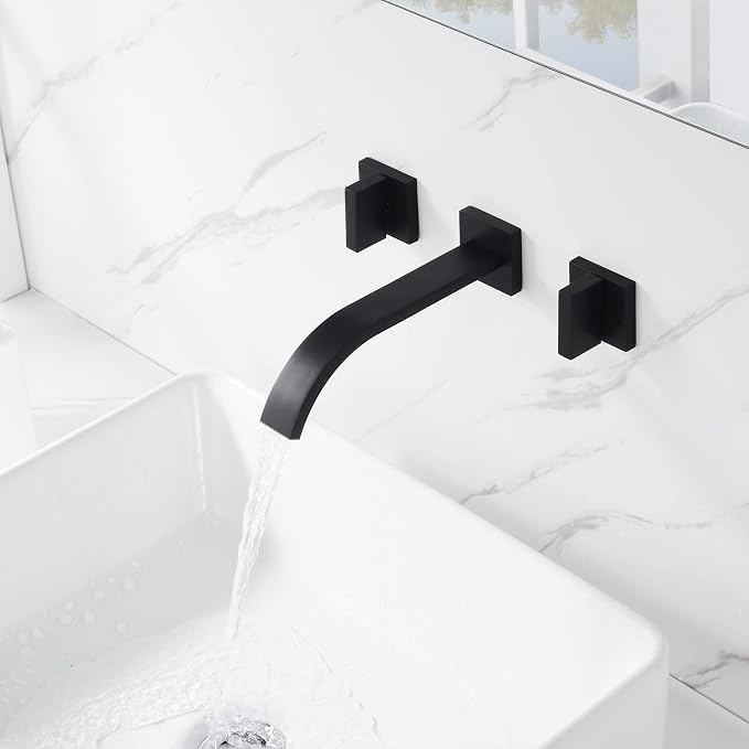 sumerain Black Bathroom Faucet Wall Mount Lavatory Faucet Includes Rough in - Image 4