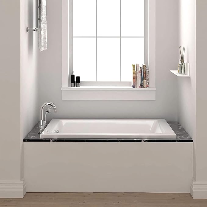 Fine Fixtures Drop In White Soaking Bathtub, Fiberglass Acrylic Material - Image 2