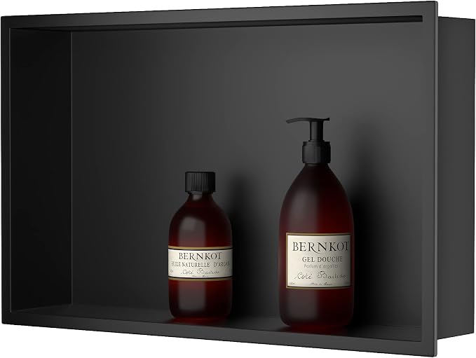 Stainless Steel Shower Niche 20" X 12" Matte Black No Tile Needed Niche Shower by Bernkot