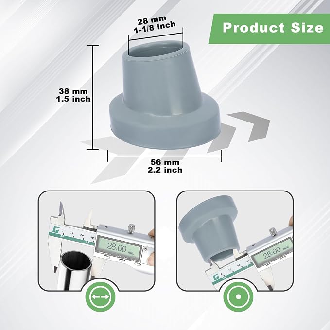 MFE 4 Pack Replacement Feet for Shower Chair, 1-1/8" I.D Slope Rubber Leg Caps - Image 2
