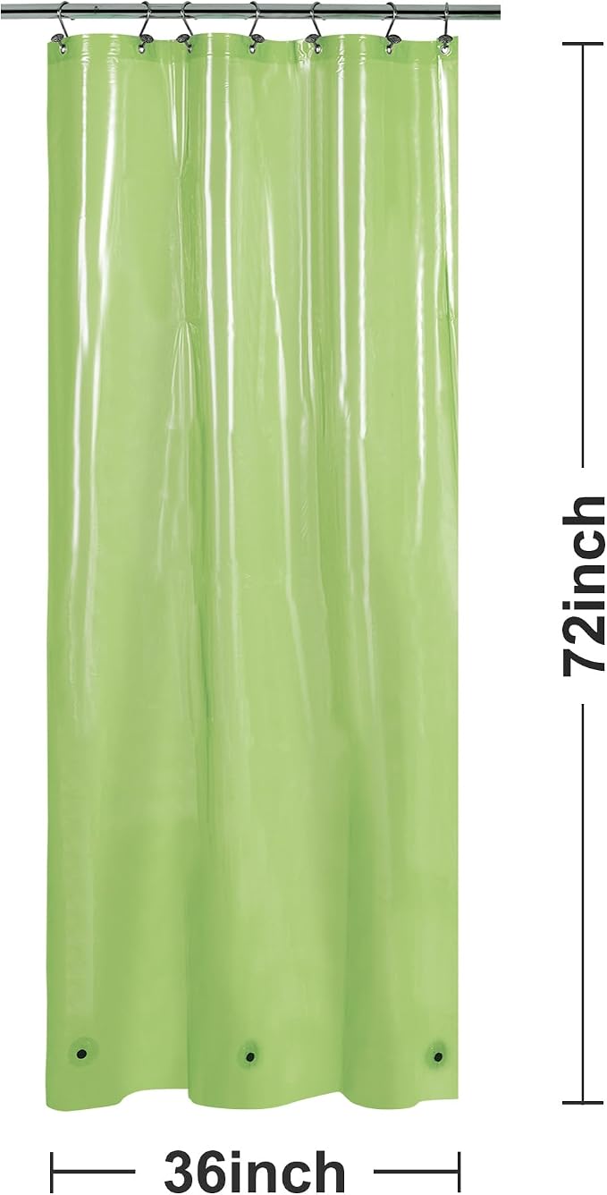 Barossa Design Clear Green Stall Shower Curtain Liner 36" W x 72" H - Image 7