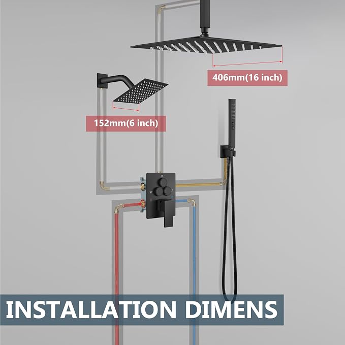Aolemi Shower Faucet Set Ceiling Mount Shower System Rough-in Valve and Shower - Image 8