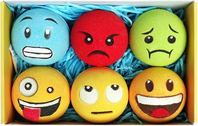 Large Emotion Face Bath Bombs Set of 6 – Fun Emoji-Inspired Spa Fizzies – - Image 8