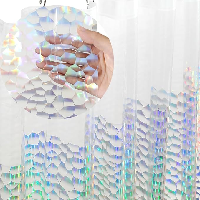 Ga-Geetopia Holographic Narrow Size 3D EVA Shower Curtain Liner Water Cube by Ga-Geetopia
