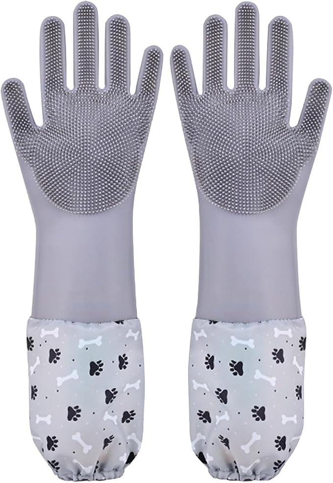 Pet Grooming Gloves Pet Hair Remover Cat, Dog Washing Gloves Silicone Heat by 1TO3GO