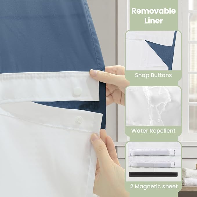 Inhousolu Long No Hook Shower Curtain - Image 5