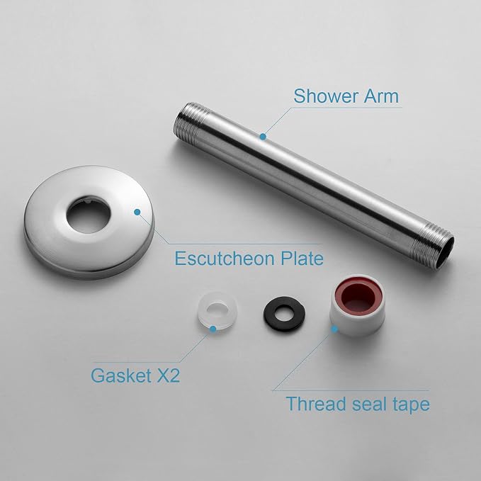 OFFO Shower Arm with Flange, 6 in Brushed Nickel Ceiling Mount Replacement Rain - Image 6