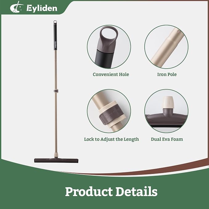 Eyliden 17" Floor Squeegee, Scratch-Free Water Removal EVA Broom | Dual-Layer - Image 5