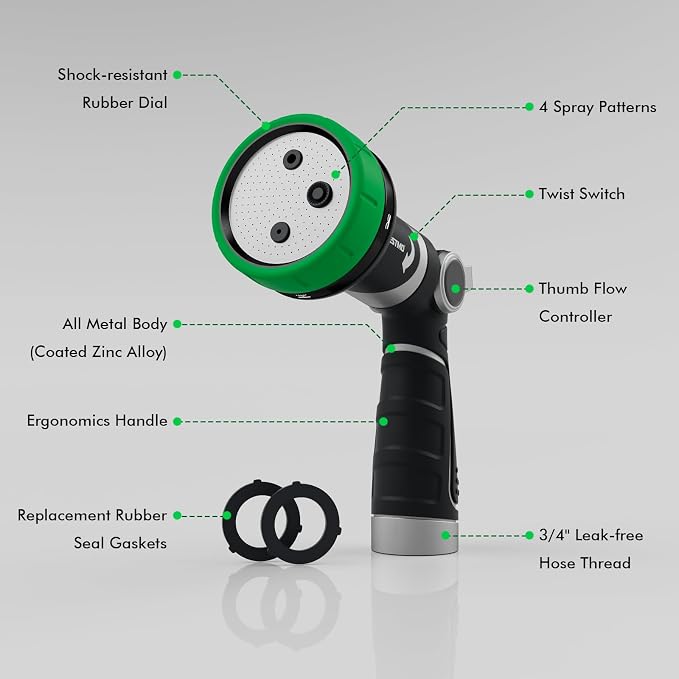 RESTMO 2-IN-1 Garden Hose Nozzle, Heavy Duty Metal Water Hose Nozzle - Image 9