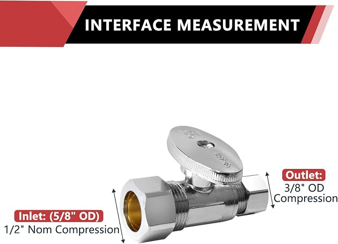 20-Pack EFIELD Straight Stop Valve 1/2" Nominal Compression x 3/8" OD, Chrome - Image 2