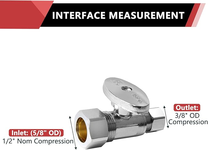 10-Pack EFIELD Straight Stop Valve 1/2" Nominal Compression x 3/8" OD, Chrome - Image 2