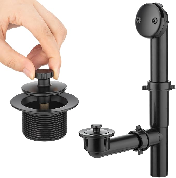 Yariwiz 1-1/2" Matte Black Bathtub Tub Drain Kit Bath Waste Overflow Drain Tube by Yariwiz