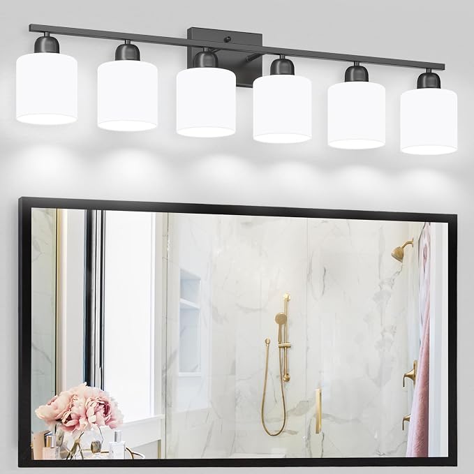 6-Light Black Vanity Lights for Bathroom, Modern Bathroom Vanity Lighting by FAISHILAN