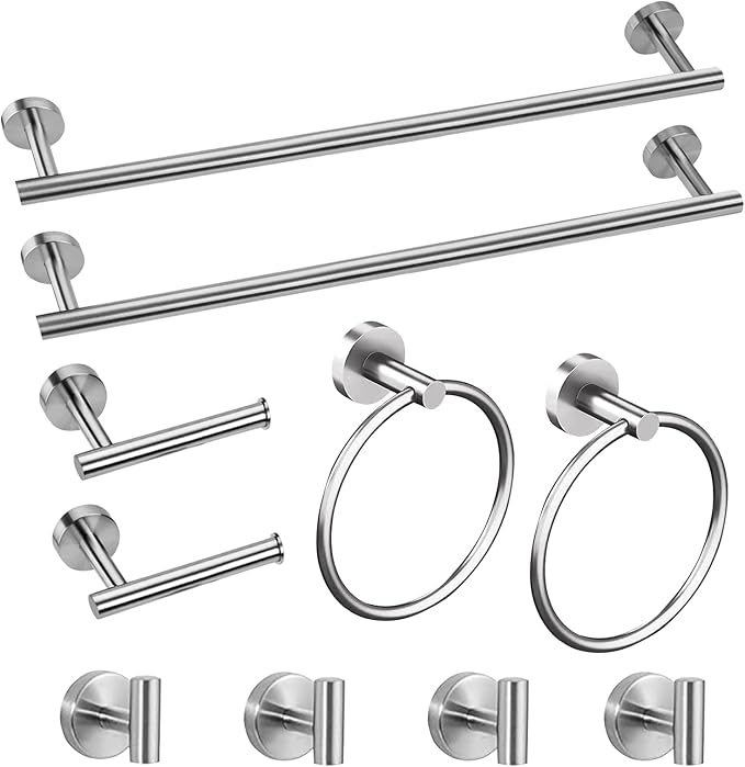 Cilee 10 Piece Brushed Nickel Bathroom Accessories Set, 24inch Brushed Nickel - Image 8