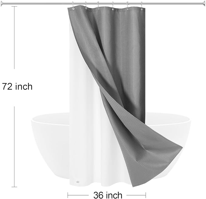 3 in 1 Stall Half Size Shower Curtain Set-36 W x 72 H - Image 8