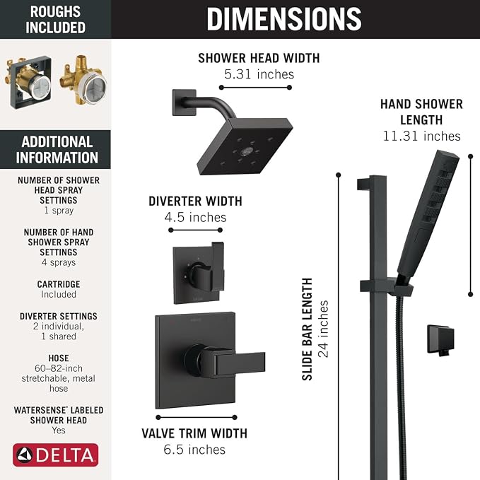 Delta Faucet Ara 3-Setting Shower Handle Diverter Trim Kit, Diverter Valve Trim - Image 5