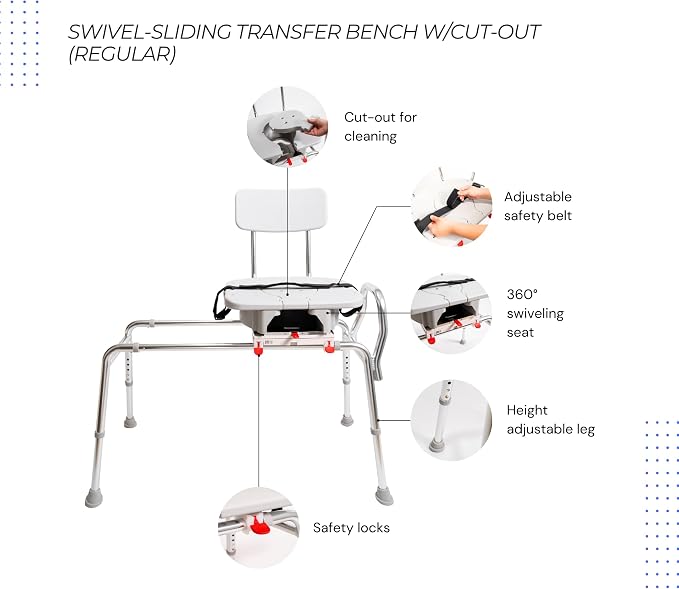 Eagle Health Supplies Sliding Shower Chair Tub Transfer Bench - Image 9