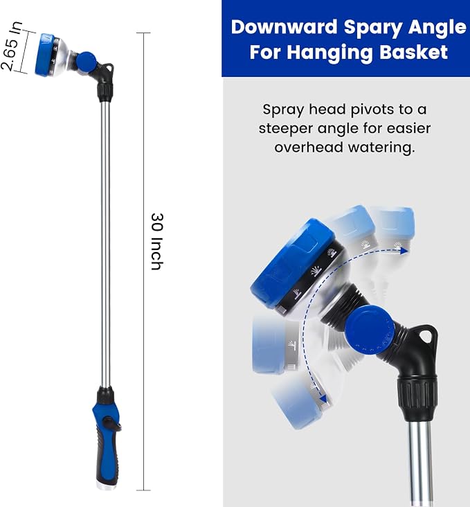 Watering Wand for Garden Hose, 30 Inch, 10 Spray Patterns, Thumb Control Garden - Image 4
