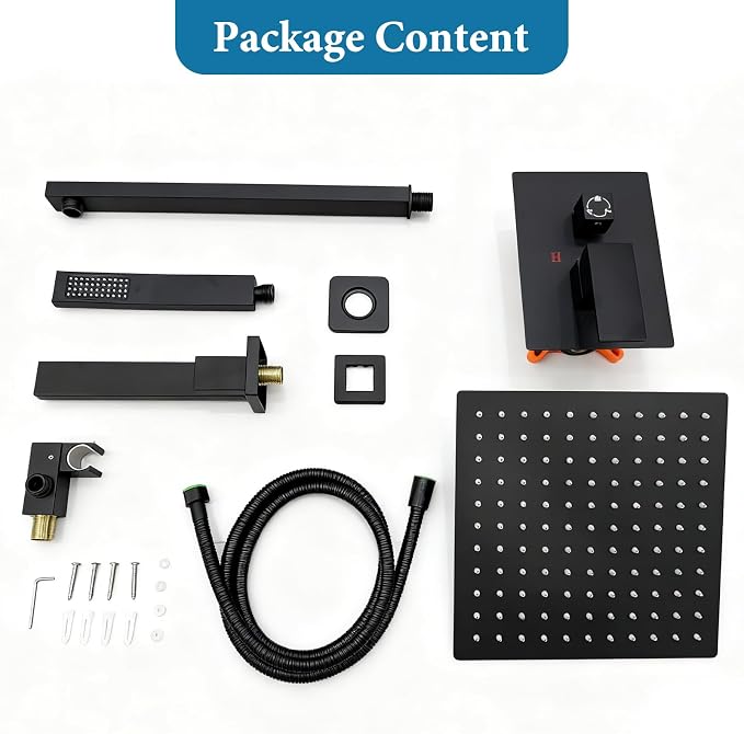 10 inch Square Shower Head and Handheld Set, Gasecoet Shower System - Image 5