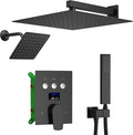 Temperature Display Shower Faucet Set Matte Black Shower System by KATAIS