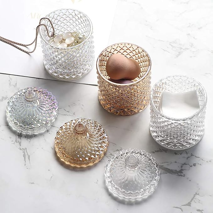 Colorful Home Decorative Jar Qtips Holder Dispenser Glass Storage Container - Image 5