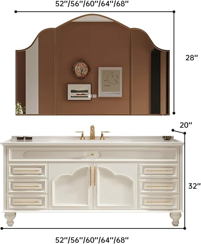 64Inch Bathroom Vanity with Sink, Freestanding Bathroom Cabinet with LED Smart - Image 2