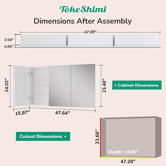 TokeShimi 48x24 Medicine Cabinet Mirror - Image 2