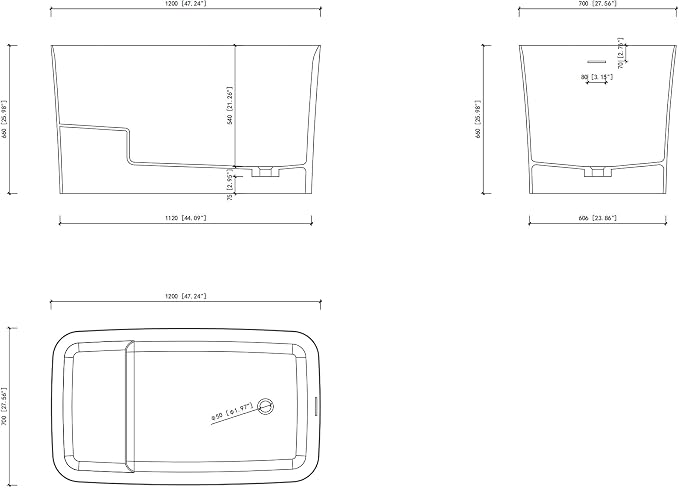 47" Stone Resin Freestanding Bathtub, Freestanding Bathtub - Image 5
