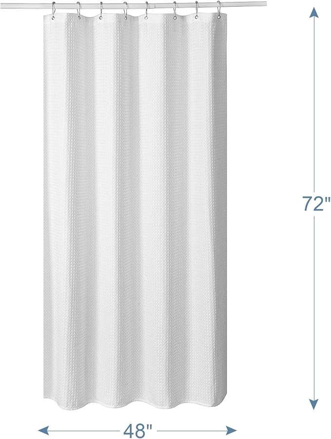 AmazerBath Waffle Shower Curtain White, Stall Shower Curtain 48 x 72 Inches - Image 7