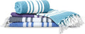 Turkish Cotton Beach Towel Pack of 4 & 1 Boho Tote Bag by Occosa-LuxuryHammamTowels