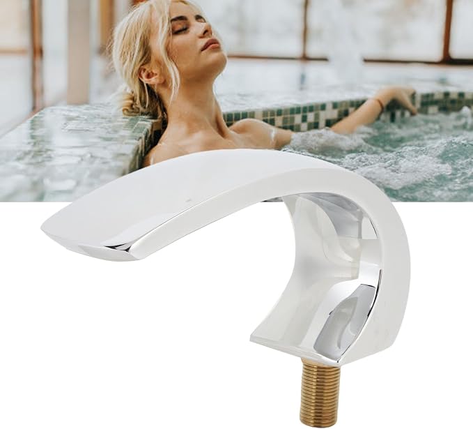 Asixxsix Waterfall Tub Spout, Rounded Curve Wall Mount Tub Filler G1/2 Male - Image 3