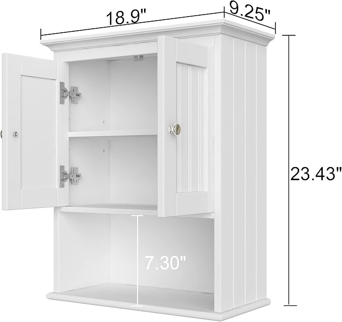 Treocho Wood Wall Cabinet, Bathroom Medicine Cabinet Storage - Image 3