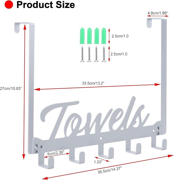 Over The Door Hooks, Towel Hook Towel Holder Over Door Towel Hanger Door Hanger - Image 2