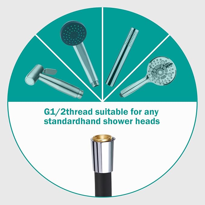 Shower Hose 59 inches Ultra-Soft Silicone Shower Hose Replacement, HandHeld - Image 4