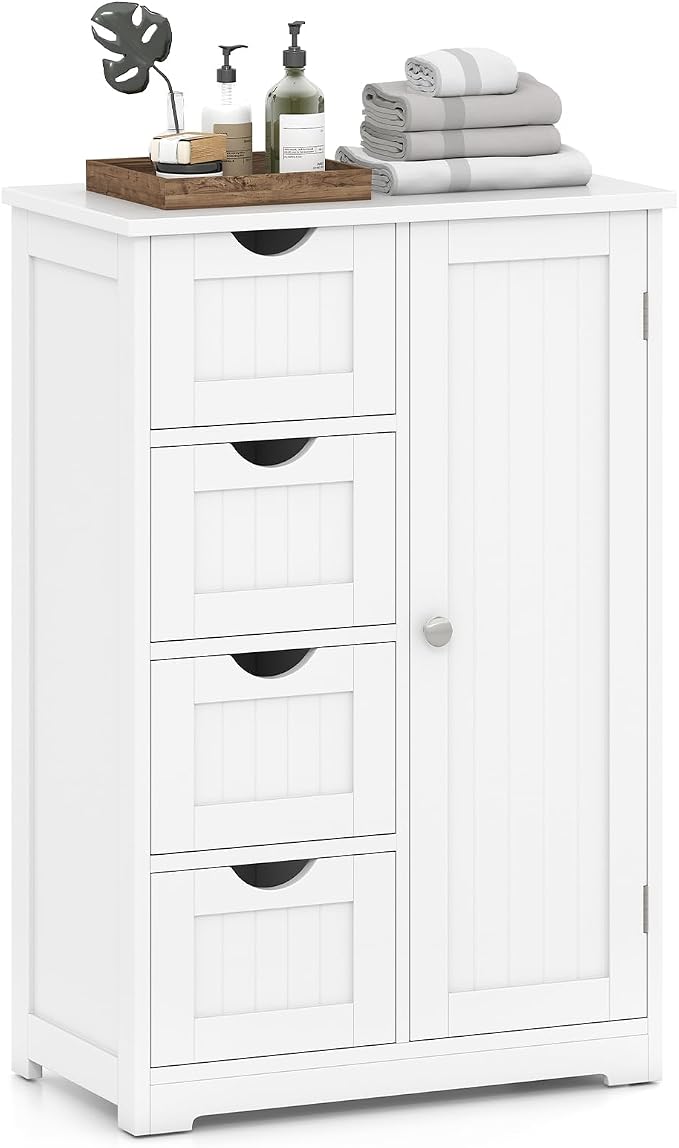 Giantex Storage Cabinet with 4 Drawers, Bathroom Storage Organizer with Cupboard by Giantex