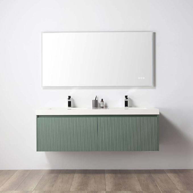 Blossom 60 Inch Double Sink Bathroom Vanity, All Wood Wall Mounted Floating - Image 7