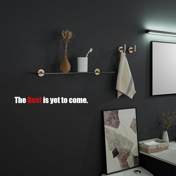 JQK Bathroom Glass Shelf, Tempered Glass Shower Storage 24 by 5 inches - Image 2