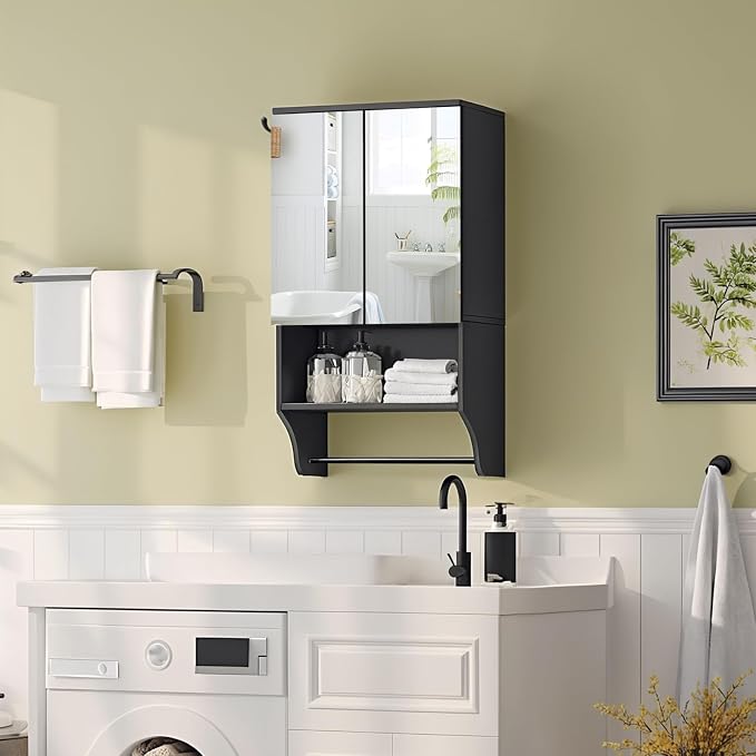 Bathroom Wall Cabinet with Mirror, Medicine Cabinet with 2 Door and Adjustable - Image 8