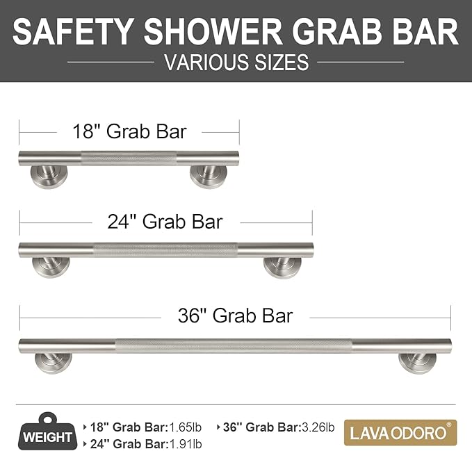 Lava Odoro Shower Grab Bars, 3 Pack Stainless Steel Bathroom Safety Grab Bar - Image 4