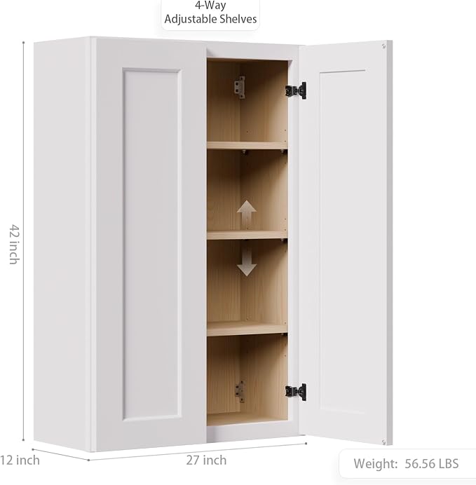 27 Inch Laundry Room Cabinets Wall Mounted, Solid Wood Over The Toilet Storage - Image 3