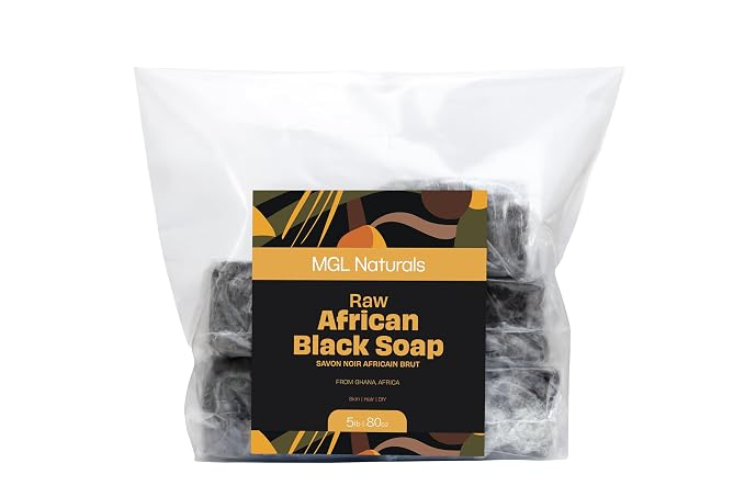 MGL Naturals Raw African Black Soap 5 lb bulk handmade from Ghana, Africa | by MGLNaturals
