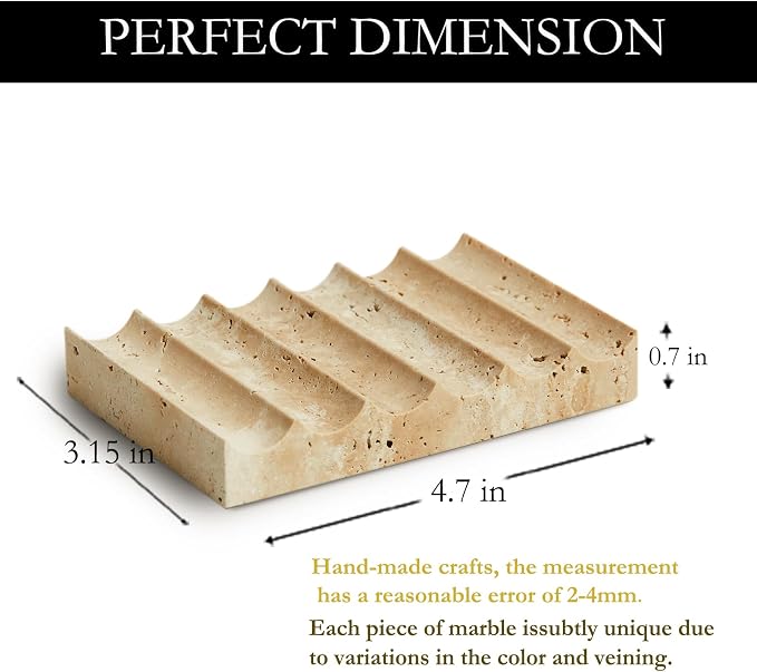 Luxury Travertine Soap Dish Marble Jewelry Ring Tray - Image 2