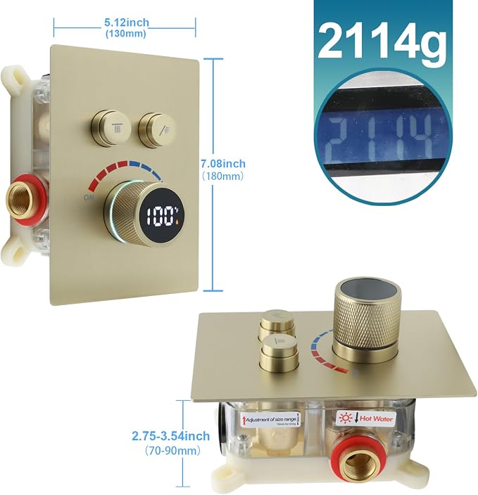 Digital Display Shower Valve Shower Valve 2 Way Shower Diverter Valve Shower - Image 4