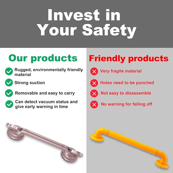 Heavy Duty Suction Shower Grab Bar - Image 6