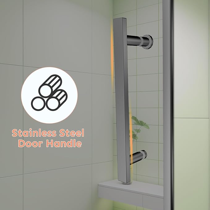 34" Wx72 H Frameless Reversible Pivot Shower Door, 1/4" Clear SGCC Tempered - Image 3