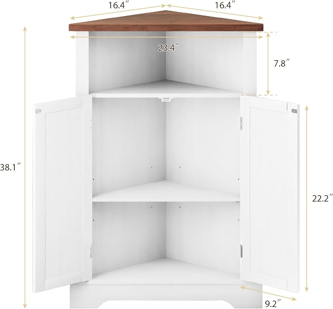 Smuxee Bathroom Corner Storage Cabinet, Farmhouse Floor Corner Cabinet - Image 2