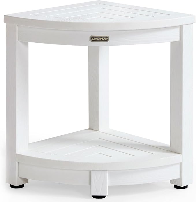 Corner Shower Stool for Inside Shower Waterproof, Poly Lumber Bathroom Shower by KaimuBench